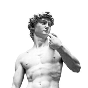 Statue of David by Michelangelo isolated on white